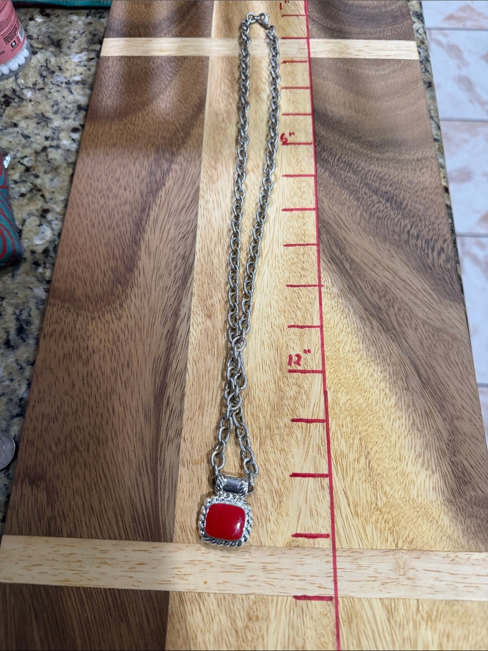 Best Silver-Tone Necklace with Red Coral Pendant